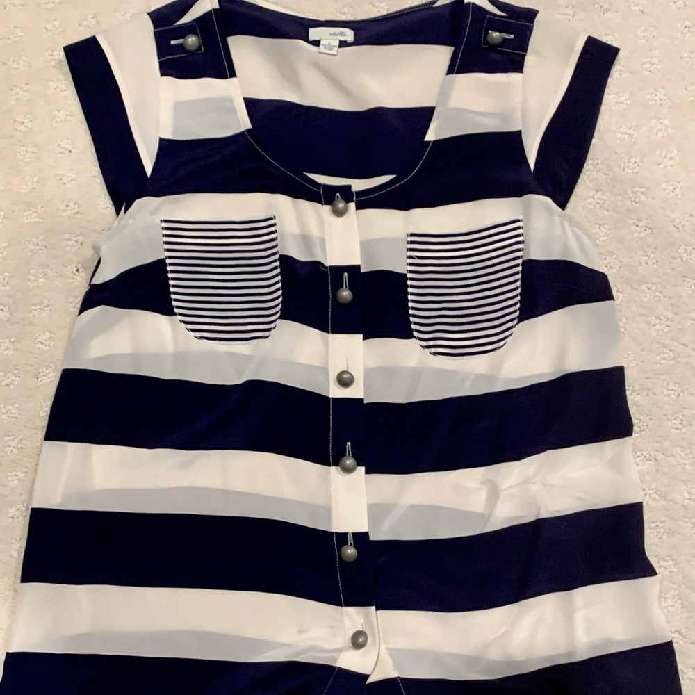 Anthropologie Odille Top Navy Stripes Size 0